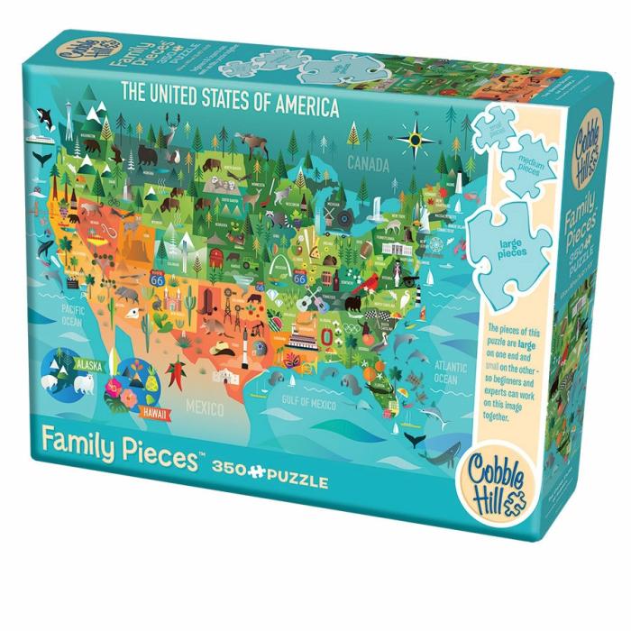 200-450 Pieces | The United States Of America 350-Piece Family Puzzle Old Box 200-450 Pieces 200-450 Pieces