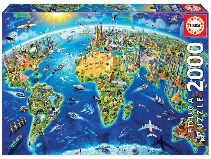 2000+ Pieces | World Landmarks Globe 2000-Piece Puzzle 2000+ Pieces 2000+ Pieces