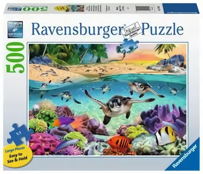 Larges Pieces | Race Of The Baby Sea Turtles 500-Piece Puzzle Larges Pieces Larges Pieces