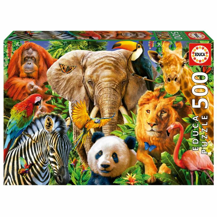 500-600 Pieces | Wild Animal Collage 500-Piece Puzzle 500-600 Pieces 500-600 Pieces