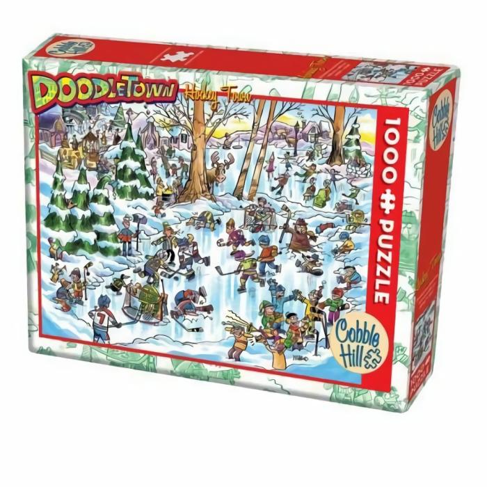 1000 Pieces | Doodletown Hockey Town 1000-Piece Puzzle 1000 Pieces 1000 Pieces