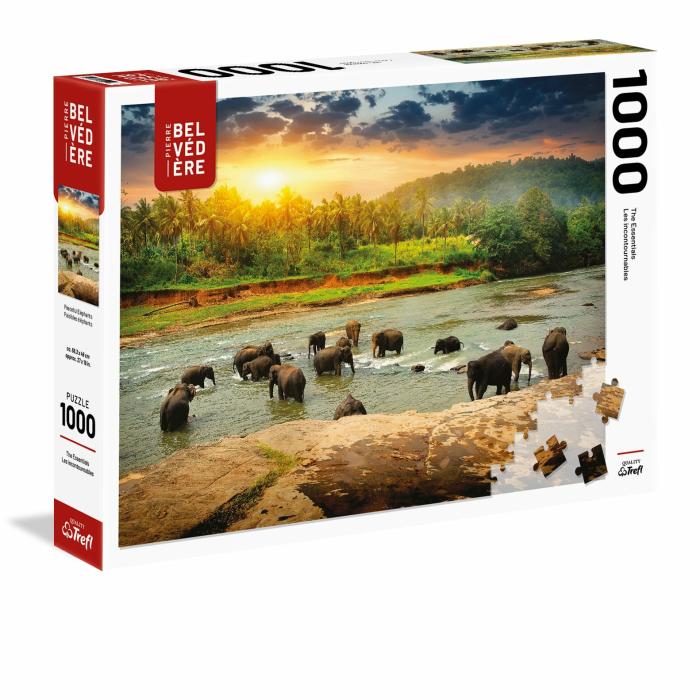 1000 Pieces | Peaceful Elephants 1000-Piece Puzzle 1000 Pieces 1000 Pieces